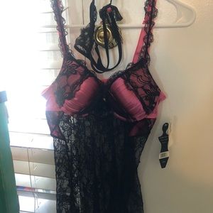 Beautiful, brand new black and pink lingerie set!